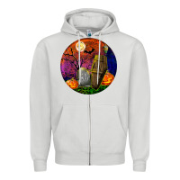 Dove Grey halloween round Zipper Hoodie - BundleAndBundleShop