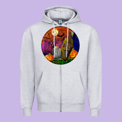 Halloween Round Zipper Hoodie Designed By Bundleandbundleshop