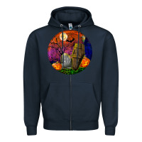 Navy halloween round Zipper Hoodie - BundleAndBundleShop