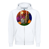 White halloween round Zipper Hoodie - BundleAndBundleShop