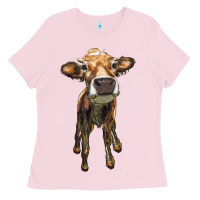 Bubblegum Pink heifer cow Ladies Tee - RanaPortraitStore