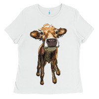 White heifer cow Ladies Tee - RanaPortraitStore