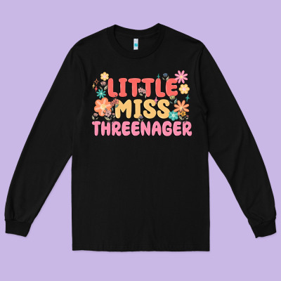 Little Miss Threenager Long Sleeve Tee Designed By Maliassmallbusiness