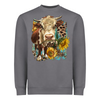 Storm Hereford heifer with sunflower and leopard Heavyweight Sweatshirt - LillyAllenDesigns