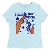 Baby Blue I Have Two Moods Royal Blue Sneakers Afro Girl Ladies Tee - texasbilliewilder