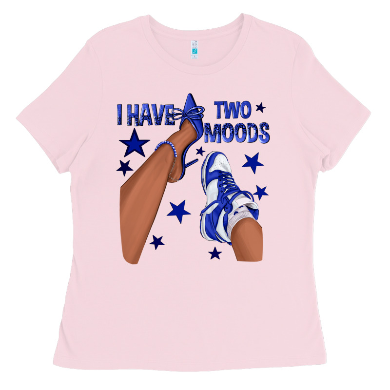 I Have Two Moods Royal Blue Sneakers Afro Girl Ladies Tee by texasbilliewilder | Teevron