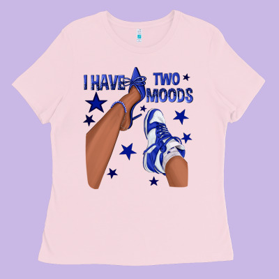 I Have Two Moods Royal Blue Sneakers Afro Girl Ladies Tee Designed By Texasbilliewilder