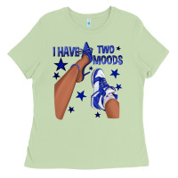 Matcha I Have Two Moods Royal Blue Sneakers Afro Girl Ladies Tee - texasbilliewilder
