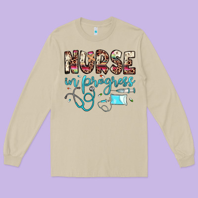 Nurse In Progress Long Sleeve Tee Designed By Jahusdesignshop