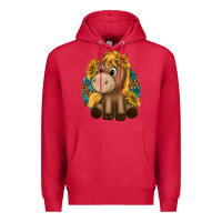 Cardinal cute baby horse amd sunflowers Premium Hoodie - texasbilliewilder