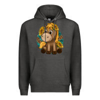 Charcoal Heather cute baby horse amd sunflowers Premium Hoodie - texasbilliewilder