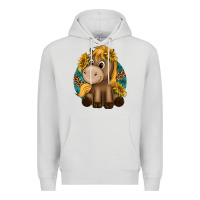 Dove Grey cute baby horse amd sunflowers Premium Hoodie - texasbilliewilder