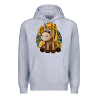 Heather Grey cute baby horse amd sunflowers Premium Hoodie - texasbilliewilder