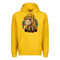 Lemon cute baby horse amd sunflowers Premium Hoodie - texasbilliewilder