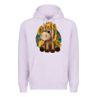 Lilac cute baby horse amd sunflowers Premium Hoodie - texasbilliewilder