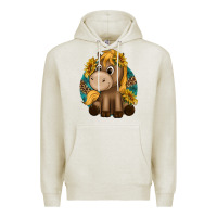 Oatmeal Heather cute baby horse amd sunflowers Premium Hoodie - texasbilliewilder