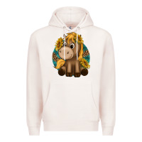 Pale Pink cute baby horse amd sunflowers Premium Hoodie - texasbilliewilder