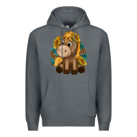 Rock cute baby horse amd sunflowers Premium Hoodie - texasbilliewilder