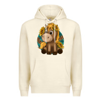 Sandshell cute baby horse amd sunflowers Premium Hoodie - texasbilliewilder