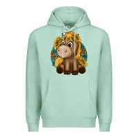 Seafoam cute baby horse amd sunflowers Premium Hoodie - texasbilliewilder