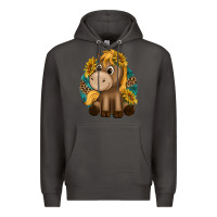 Smoke cute baby horse amd sunflowers Premium Hoodie - texasbilliewilder