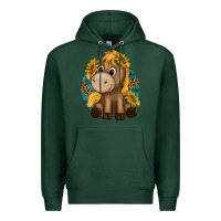 Sports Green cute baby horse amd sunflowers Premium Hoodie - texasbilliewilder