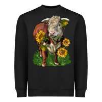 Hereford Bull With Sunflowers Heavyweight Sweatshirt | Teevron