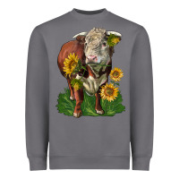 Storm hereford bull with sunflowers Heavyweight Sweatshirt - LillyAllenDesigns