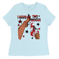 Baby Blue I Have Two Moods Black and Red Sneakers Afro Girl Ladies Tee - texasbilliewilder