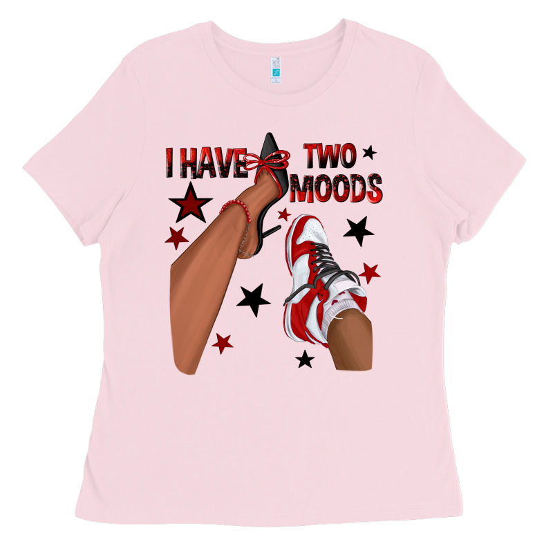 I Have Two Moods Black And Red Sneakers Afro Girl Ladies Tee by texasbilliewilder | Teevron