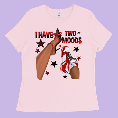 I Have Two Moods Black And Red Sneakers Afro Girl Ladies Tee Designed By Texasbilliewilder