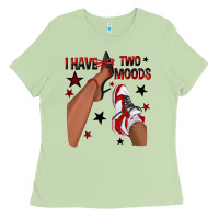 Matcha I Have Two Moods Black and Red Sneakers Afro Girl Ladies Tee - texasbilliewilder