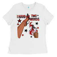 White I Have Two Moods Black and Red Sneakers Afro Girl Ladies Tee - texasbilliewilder