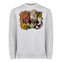 Heather Grey hereford bull western background Heavyweight Sweatshirt - LillyAllenDesigns