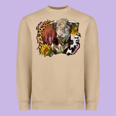Hereford Bull Western Background Heavyweight Sweatshirt Designed By Lillyallendesigns