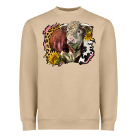 Mushroom hereford bull western background Heavyweight Sweatshirt - LillyAllenDesigns