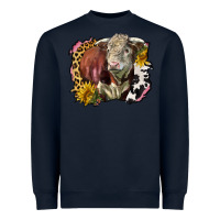 Navy hereford bull western background Heavyweight Sweatshirt - LillyAllenDesigns