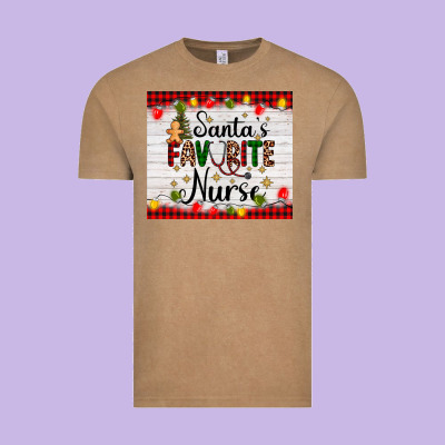 Santa's Favorite Nurse Vintage Tee Designed By Adodesignshop
