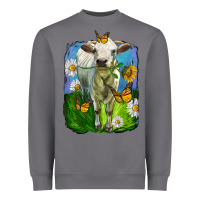 Storm charolais heifer with sunflower and daisies Heavyweight Sweatshirt - LillyAllenDesigns