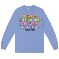 Colony Blue god is within her she will not fall Long Sleeve Tee - MaliasSmallBusiness