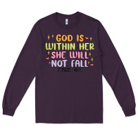 Plum god is within her she will not fall Long Sleeve Tee - MaliasSmallBusiness