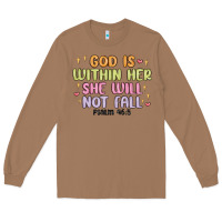 Toasted Coconut god is within her she will not fall Long Sleeve Tee - MaliasSmallBusiness