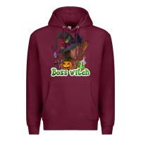 Burgundy Boss witch afro Premium Hoodie - NancyCooperArtShop