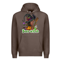 Coffee Boss witch afro Premium Hoodie - NancyCooperArtShop