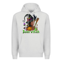 Dove Grey Boss witch afro Premium Hoodie - NancyCooperArtShop