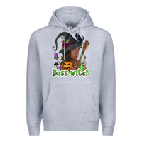Heather Grey Boss witch afro Premium Hoodie - NancyCooperArtShop