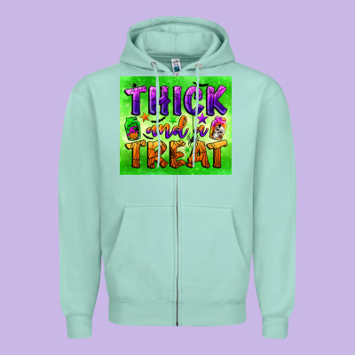 Thick And A Treat Zipper Hoodie Designed By Bundleandbundleshop