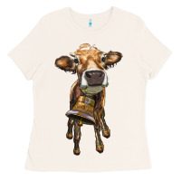 Bone heifer cow with cow bell Ladies Tee - RanaPortraitStore