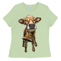 Matcha heifer cow with cow bell Ladies Tee - RanaPortraitStore