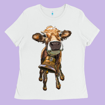 Heifer Cow With Cow Bell Ladies Tee Designed By Ranaportraitstore